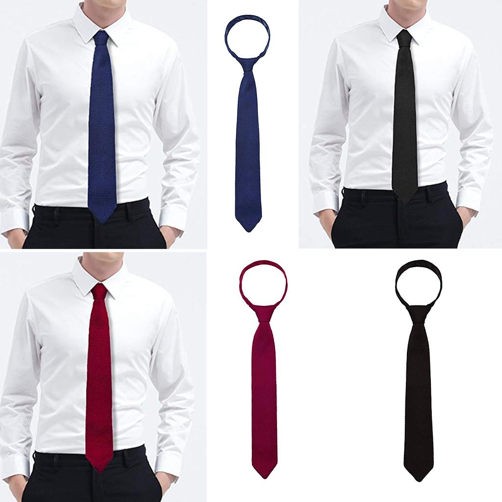 3Pcs Men's Fashion Knitted Solid Necktie Business Formal Skinny Woven Tie