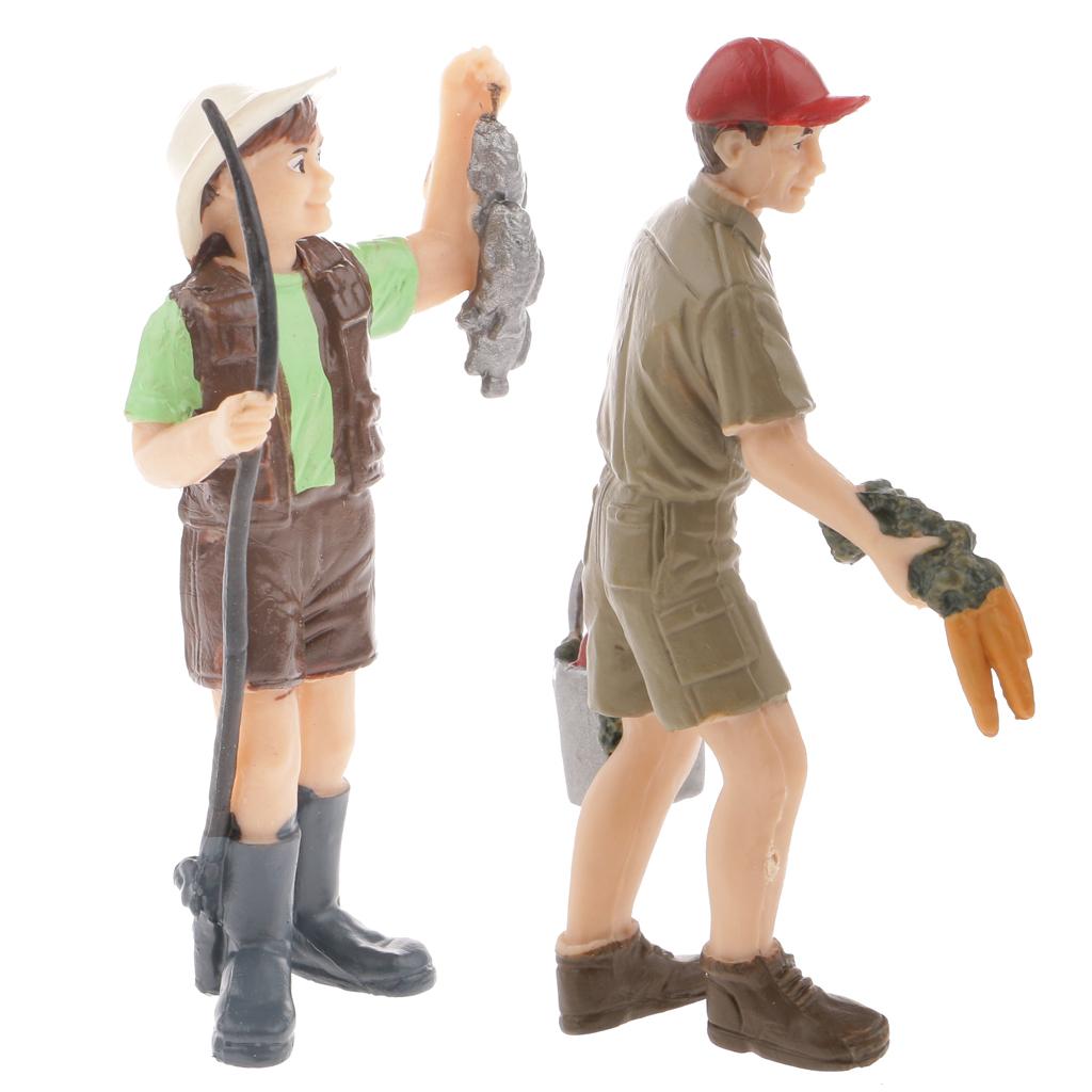 2pcs Realistic Male Rancher People Figurine Model Action Figure Kids Toy