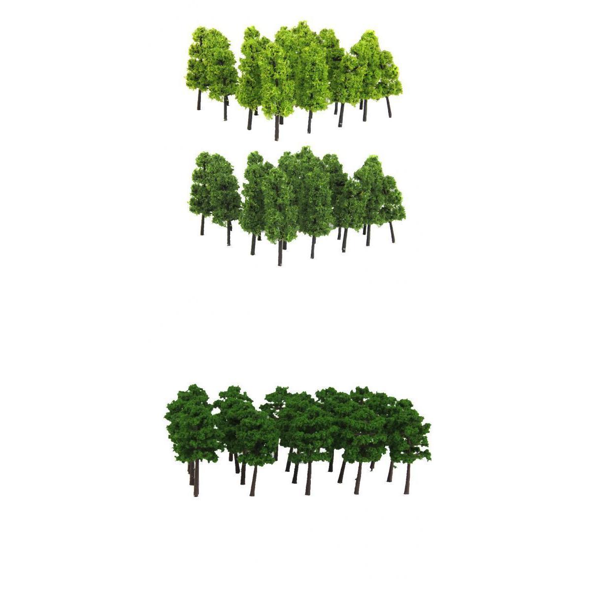 60Piece 1/200 1/250 N Scale Green Painted Tree Models for Railroad Dioramas