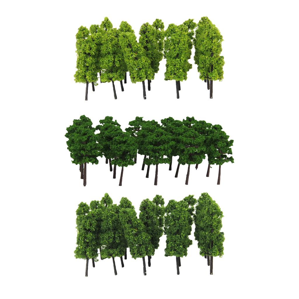 60Piece 1/200 1/250 N Scale Green Painted Tree Models for Railroad Dioramas