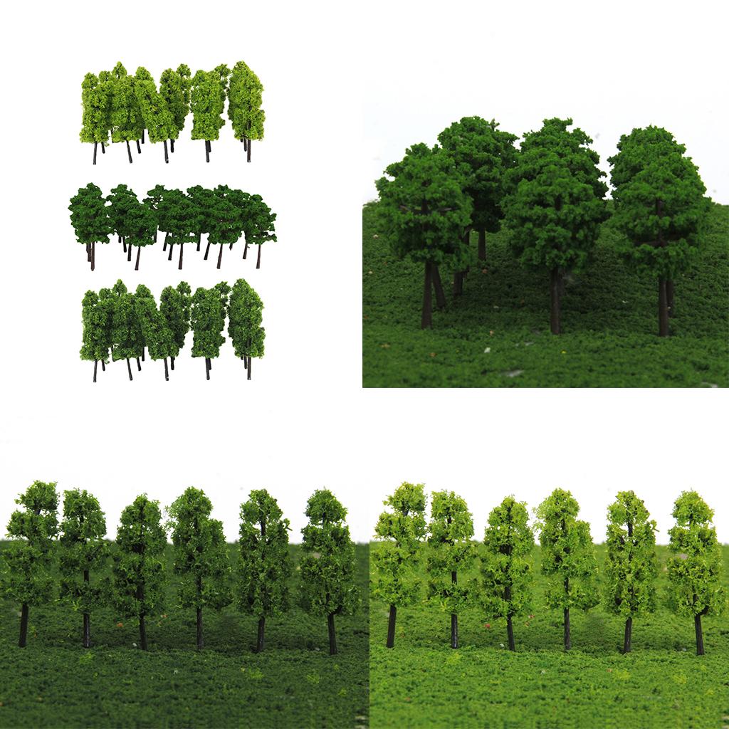 60Piece 1/200 1/250 N Scale Green Painted Tree Models for Railroad Dioramas