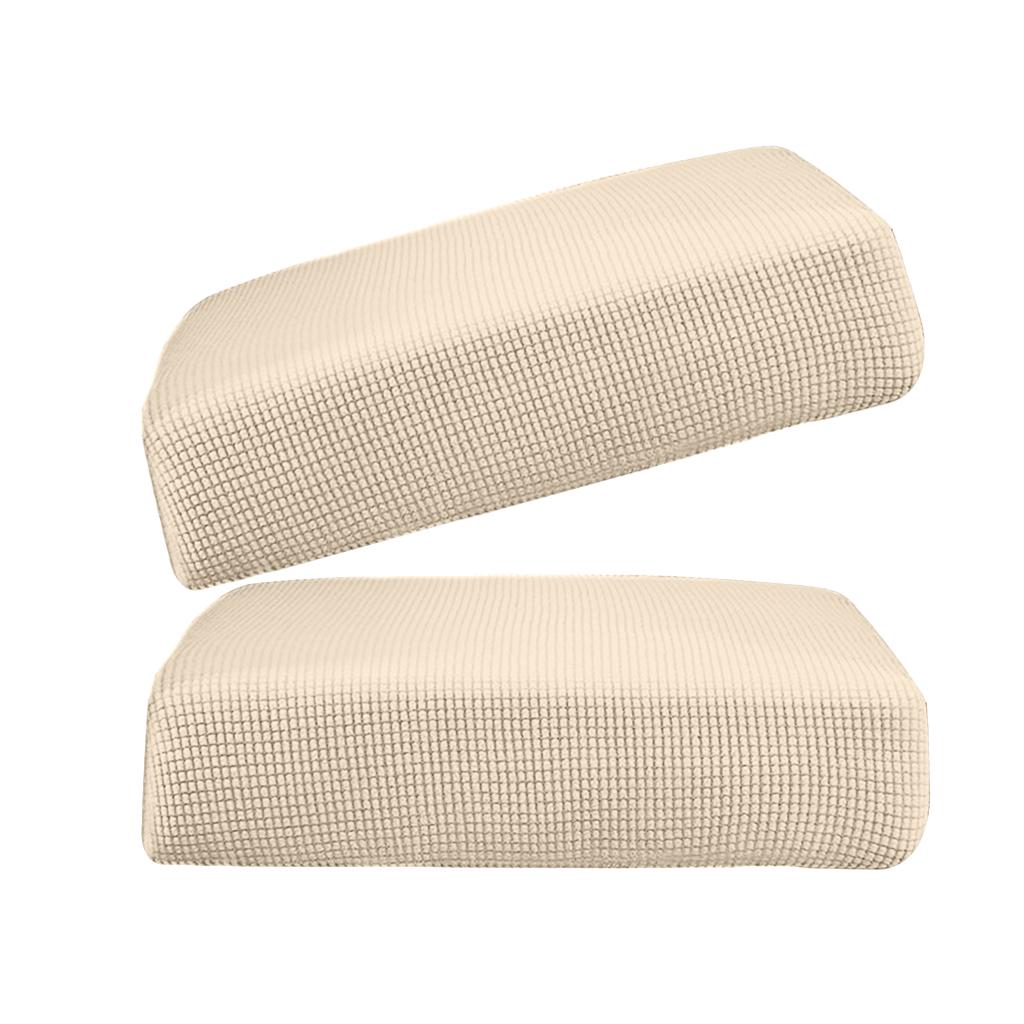 2Pcs Sofa Futon Seat Cushion Cover Couch Slipcover Protector Cream_Size S