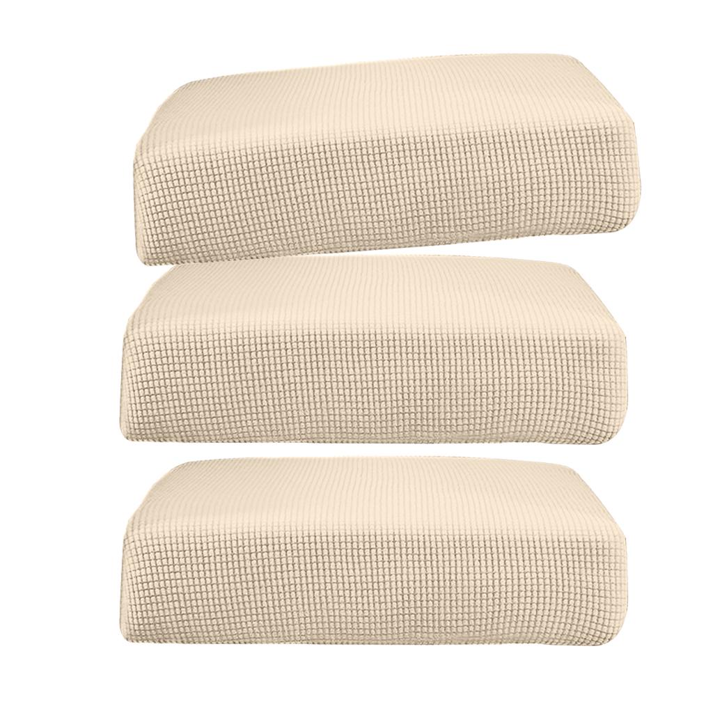 3Pcs Sofa Futon Seat Cushion Cover Couch Slipcover Protector Cream_Size S