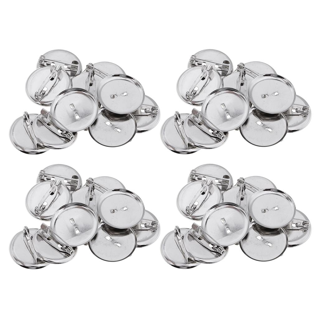 40Pcs Brooch Blank Lapel Pin Badge Base Pin-Back Button Base 23MM Metal