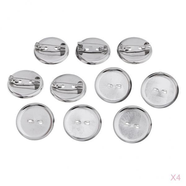 40Pcs Brooch Blank Lapel Pin Badge Base Pin-Back Button Base 23MM Metal