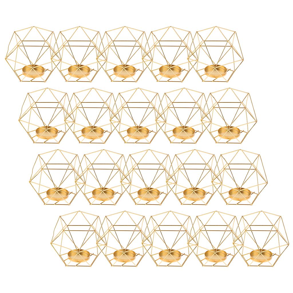 20pcs 3D Geometric Wedding Geometric Candlestick Candle Tealight Holder Gold