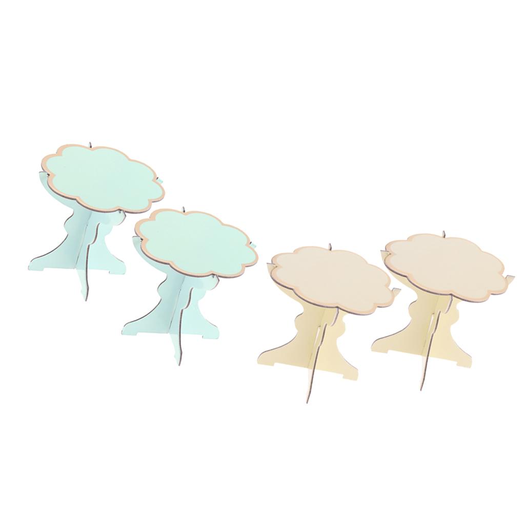4 Pieces Cupcake Holder Dessert Display Stands Wedding Favors Blue+Yellow