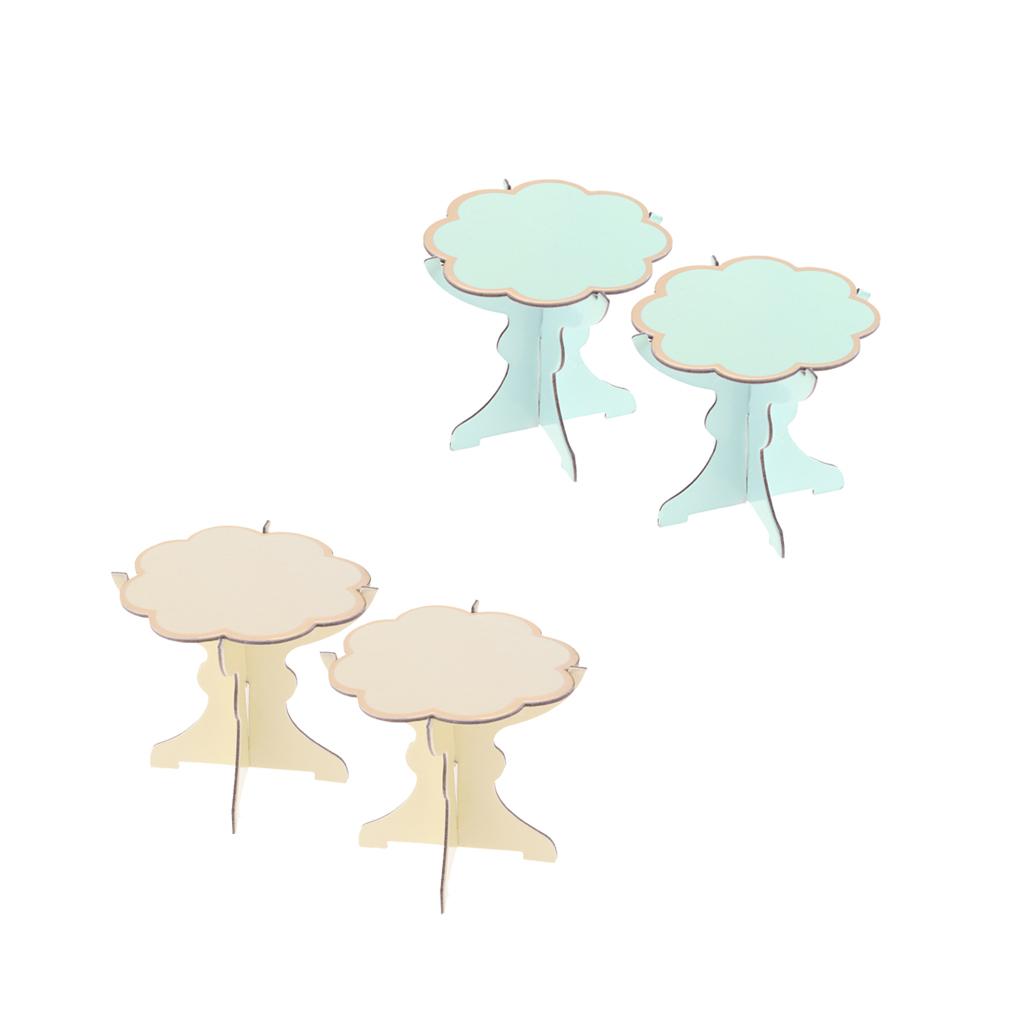 4 Pieces Cupcake Holder Dessert Display Stands Wedding Favors Blue+Yellow
