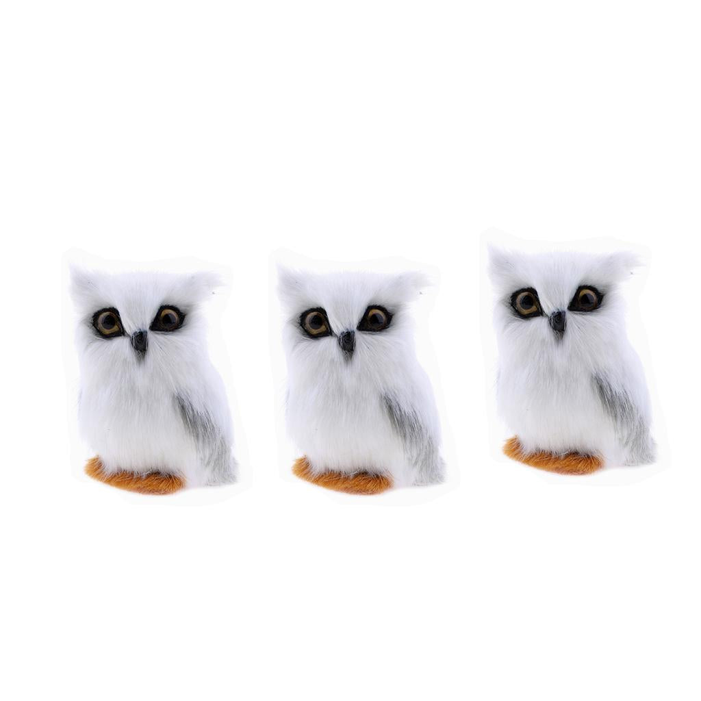 3Pcs Simulation Owl Animal Home Decoration Simulation Artificial Owl White