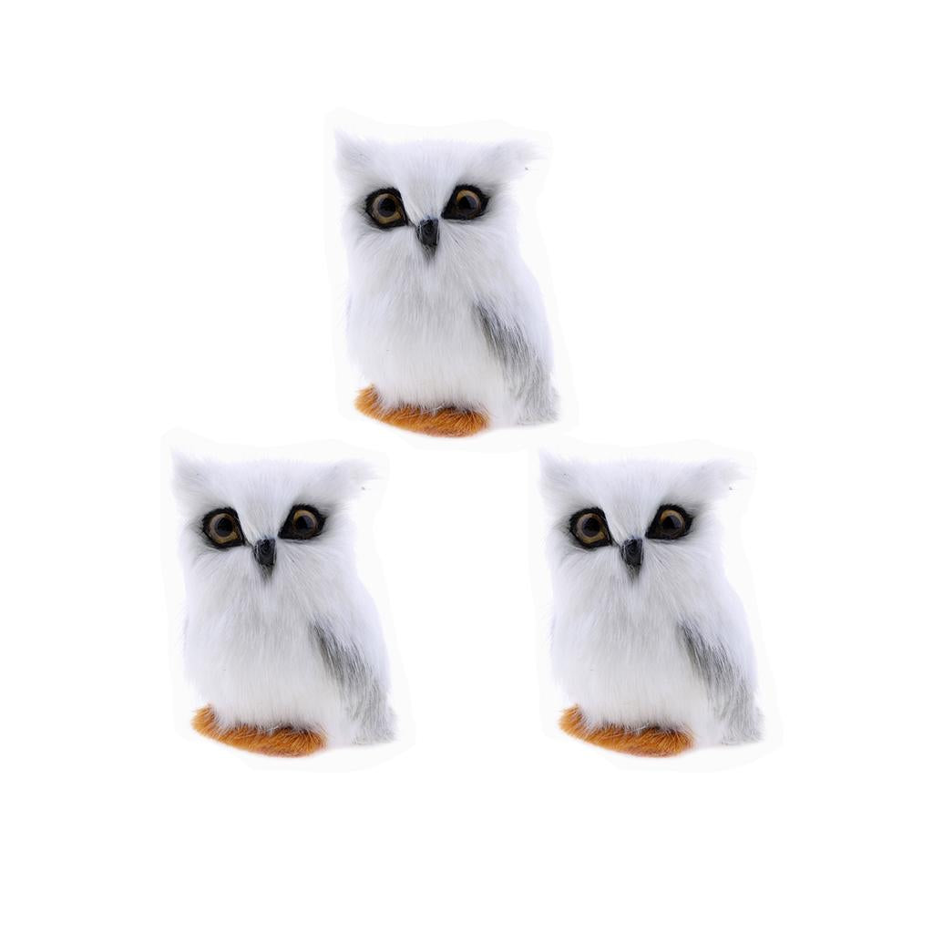 3Pcs Simulation Owl Animal Home Decoration Simulation Artificial Owl White