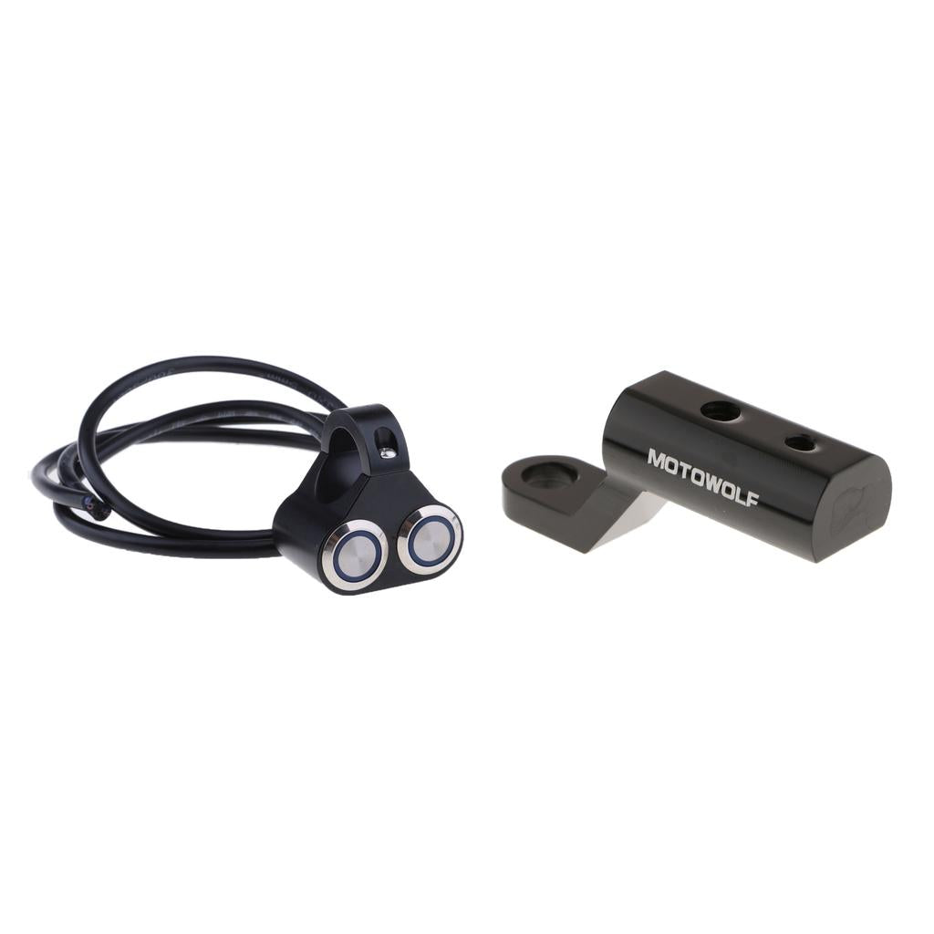 22mm Motorcycle Headlight Handlebar Switch+Rearview Mirror Expander Bracket
