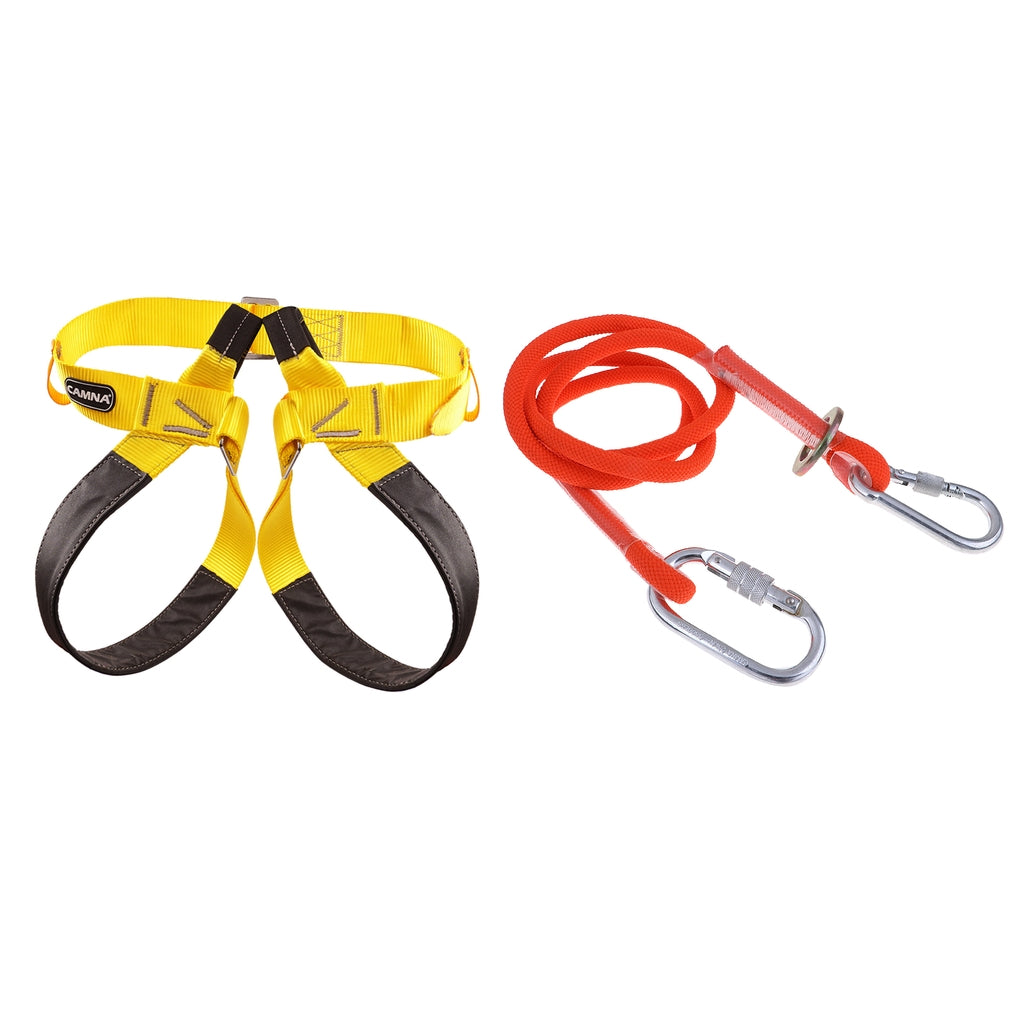 Climbing Half Body Safety Harness with Fall Protection Lanyard Prusik Cord