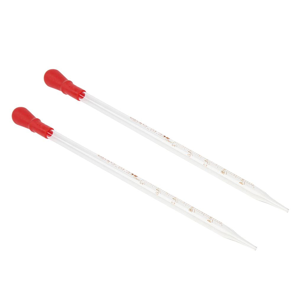 2PCS Glass Graduated Pipette Rubber Cap Lab Chemistry Dropper Dispensing 2mL