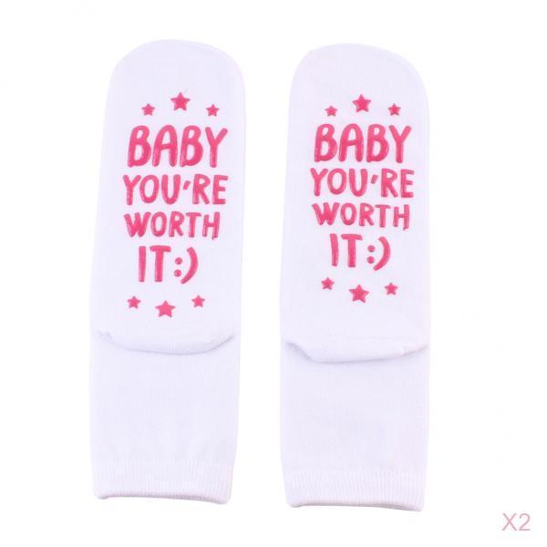 2 Pairs Womens Crew Socks Cute Letter Printed Cotton Push Socks Maternity