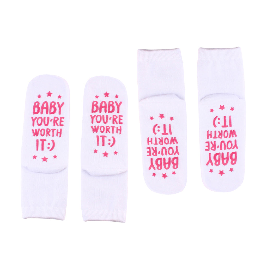 2 Pairs Womens Crew Socks Cute Letter Printed Cotton Push Socks Maternity