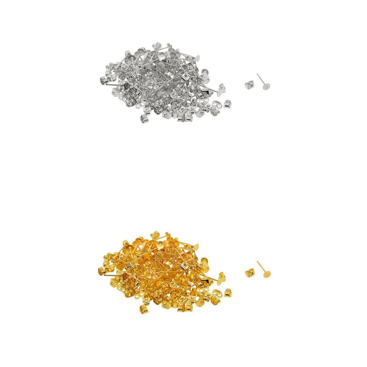 200 Pairs 4mm Iron Earring Posts and Backs Jewelry for DIY Earring Findings