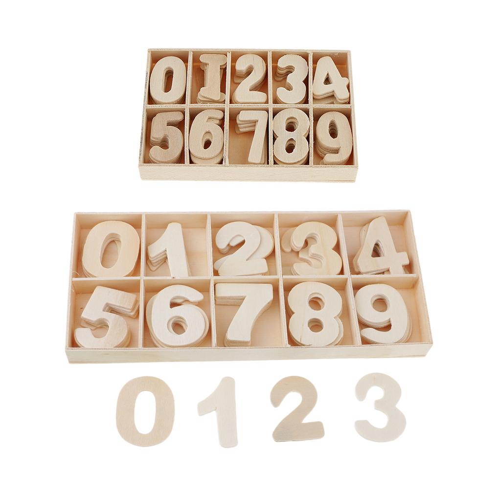 120 Pieces 2 Tray Wooden Numbers - Craft Numbers Kids Learning Toy DIY Decor