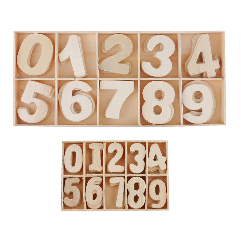 120 Pieces 2 Tray Wooden Numbers - Craft Numbers Kids Learning Toy DIY Decor