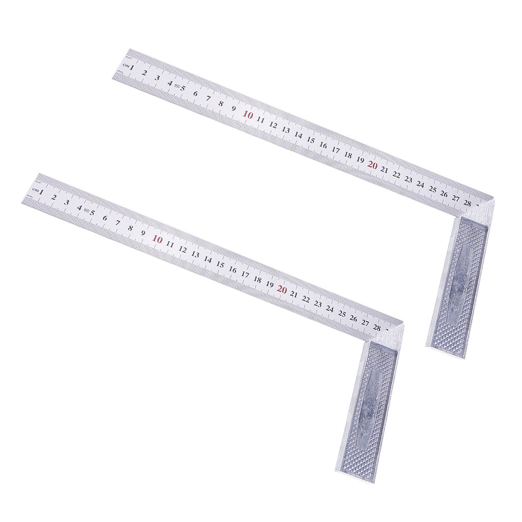 2Pcs Square Stainless Steel Measure Ruler Engineer Carpenter Woodwork Tools