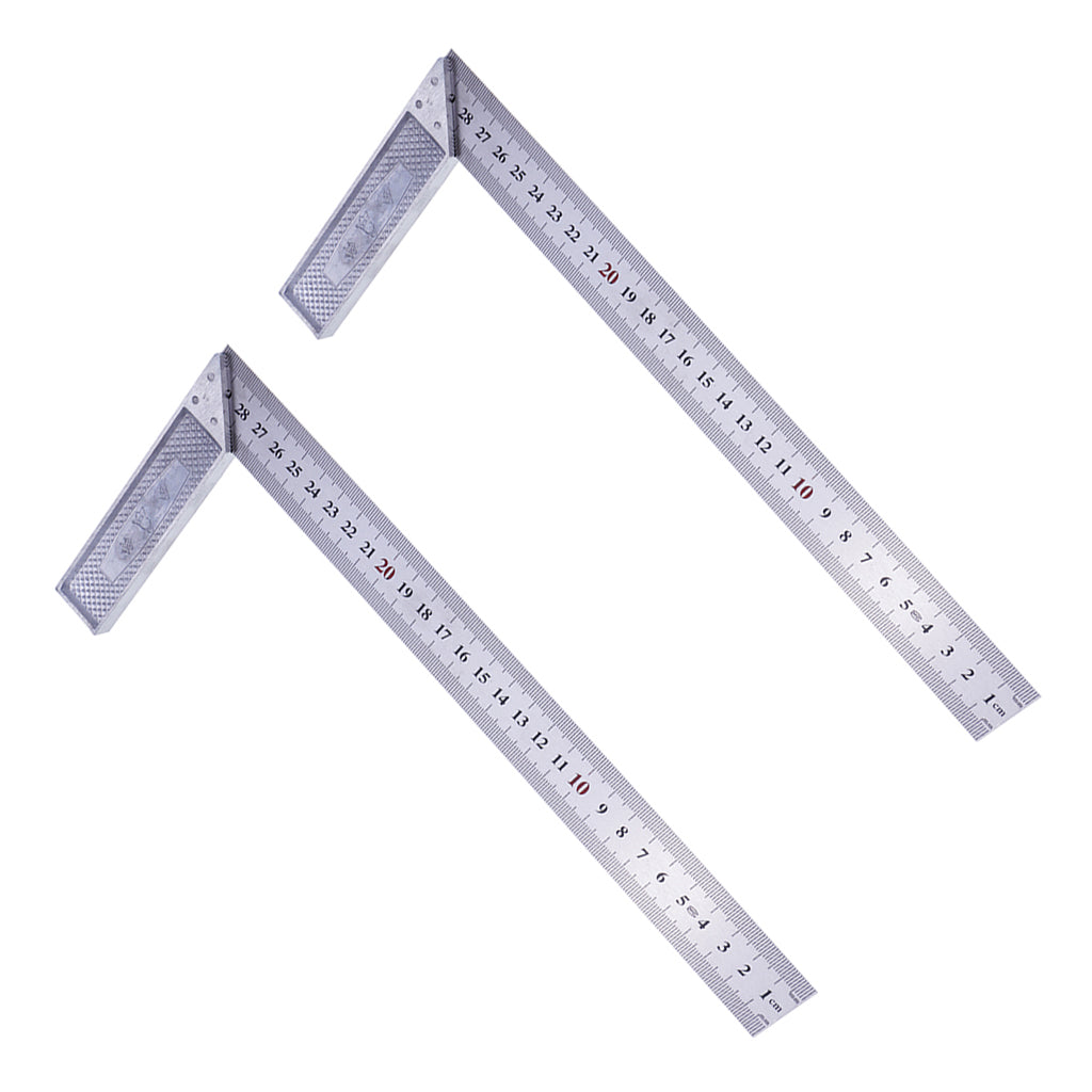 2Pcs Square Stainless Steel Measure Ruler Engineer Carpenter Woodwork Tools