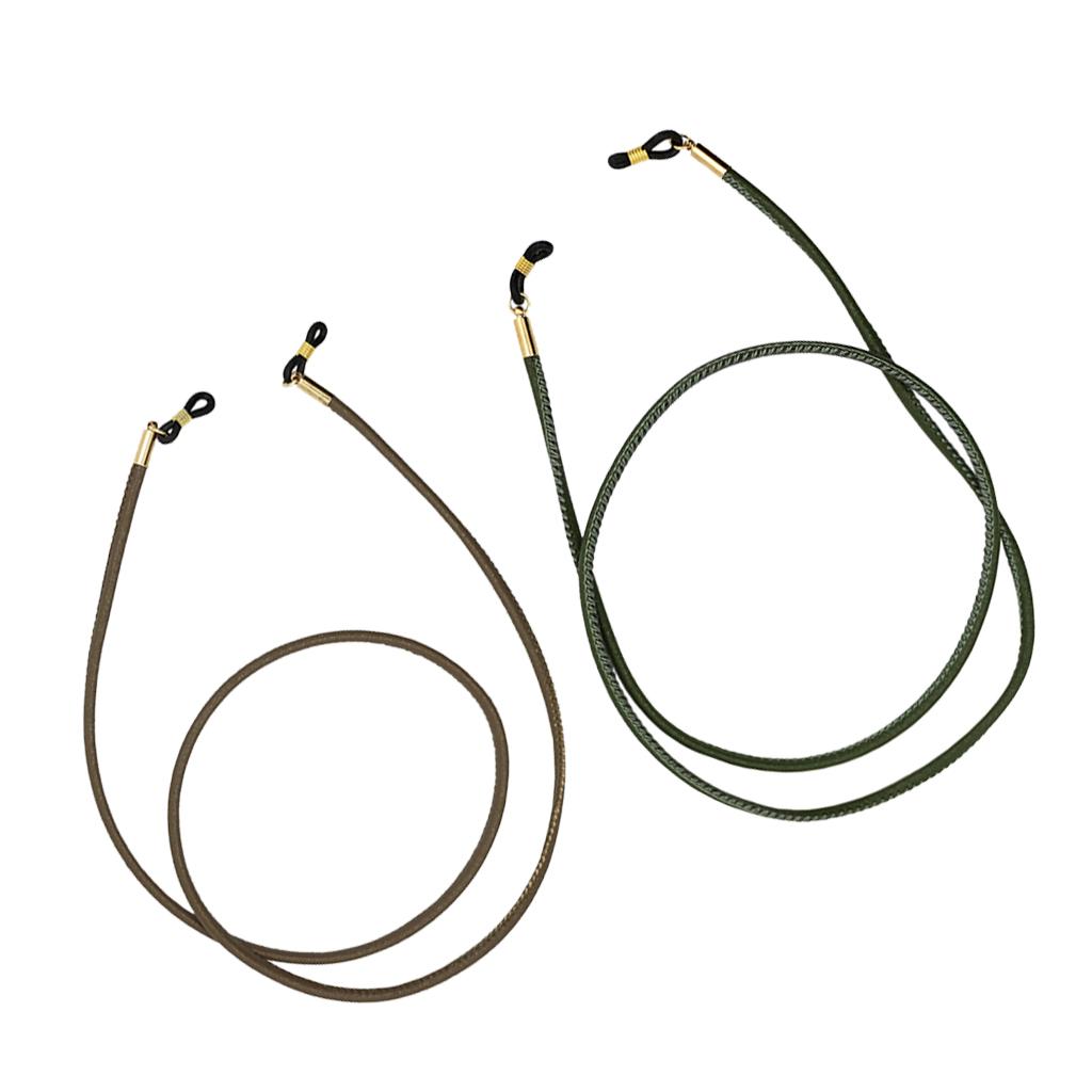 2 Pieces PU Leather Eyeglasses Rope Cord Strap Sunglasses Retainer Women Men
