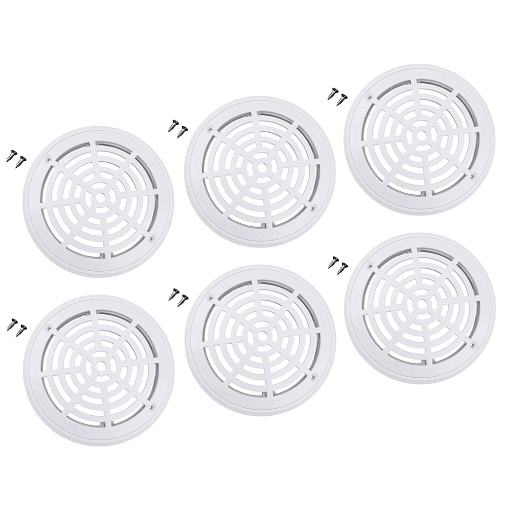 6Pcs Replacement Cover Main Drain Swimming Pool Accessary with Screws White