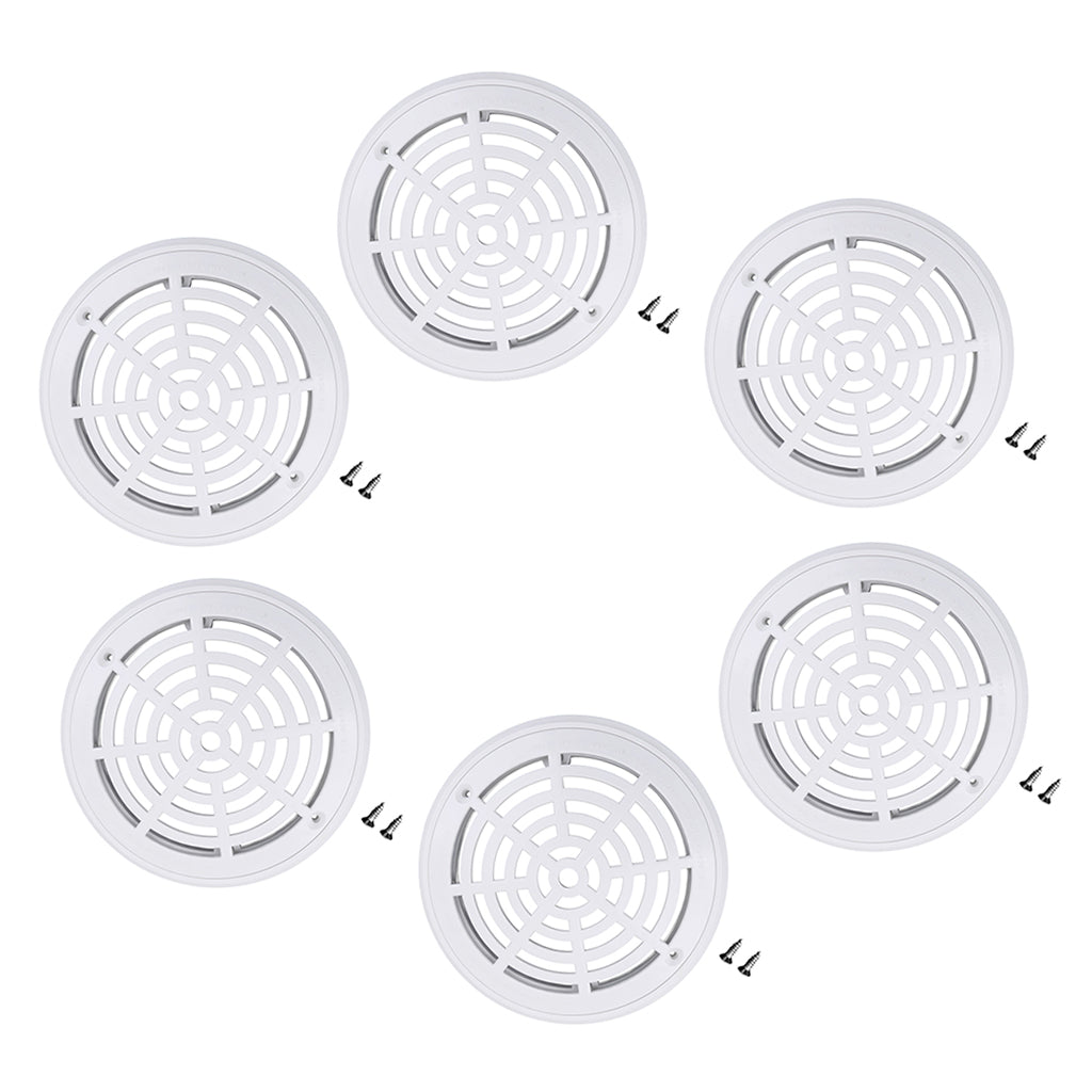 6Pcs Replacement Cover Main Drain Swimming Pool Accessary with Screws White