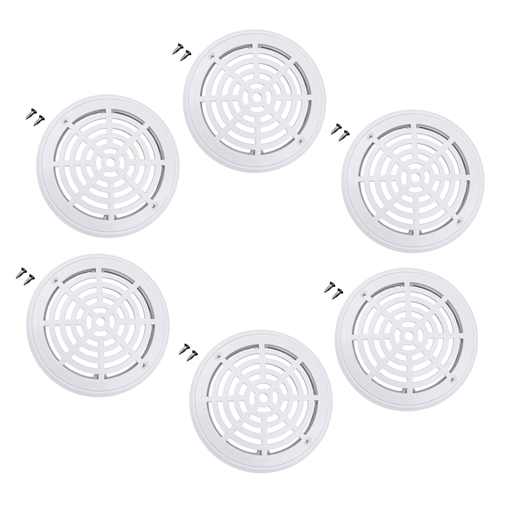 6Pcs Replacement Cover Main Drain Swimming Pool Accessary with Screws White
