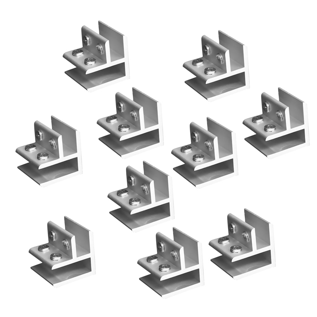 10xAdjustable Glass Clamp Clip Glass Bracket Holder 8-12mm No Drill 90Degree