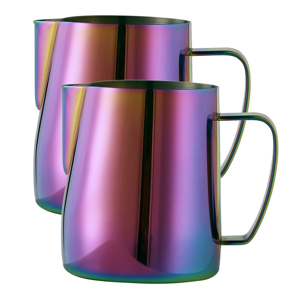 2pcs Espresso Milk Frothing Pitcher Stainless Latte Art Coffee Jug Colorful