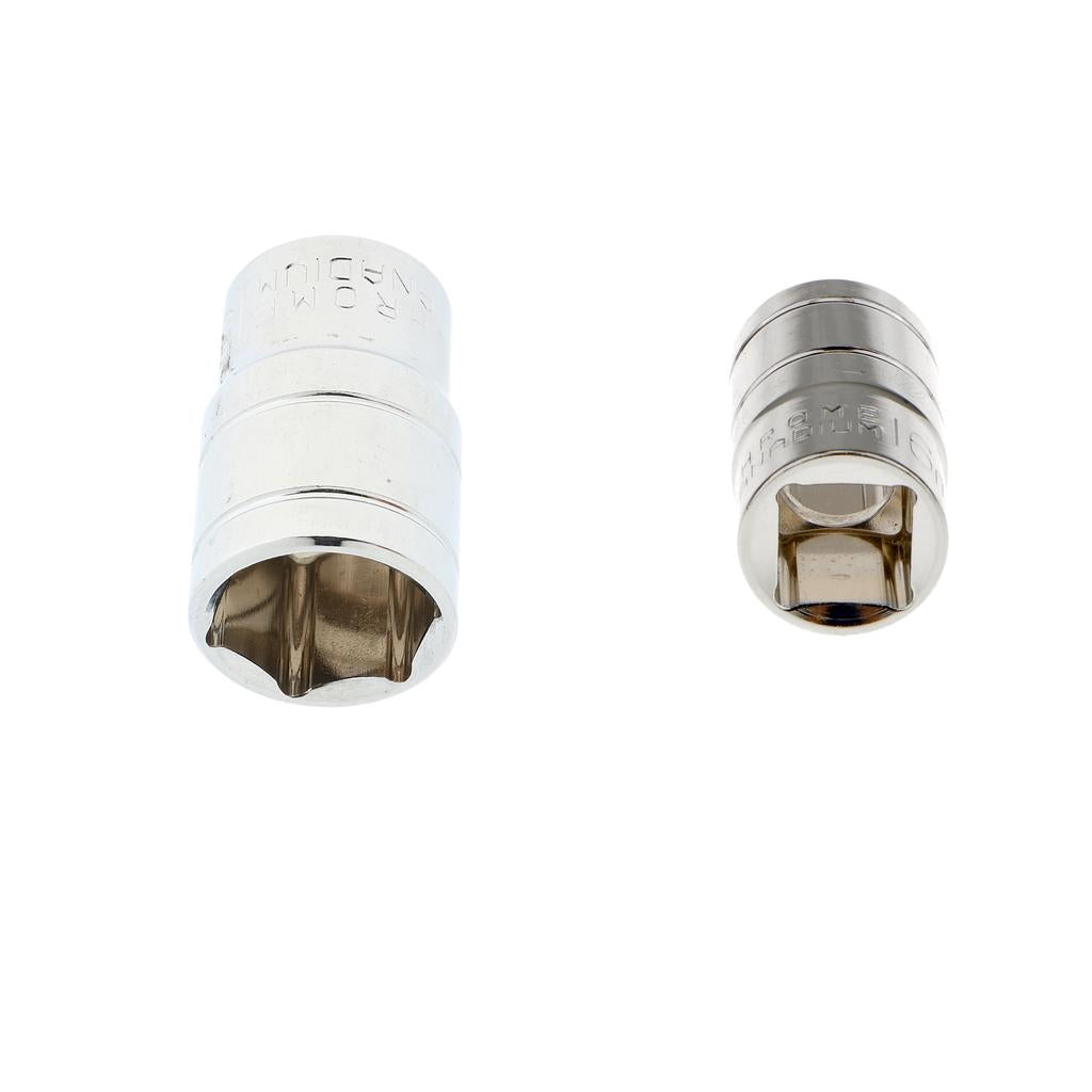 2pcs Short 1/2 Drive Socket Metric Hexagonal Chrome Winding Vanadium Part"
