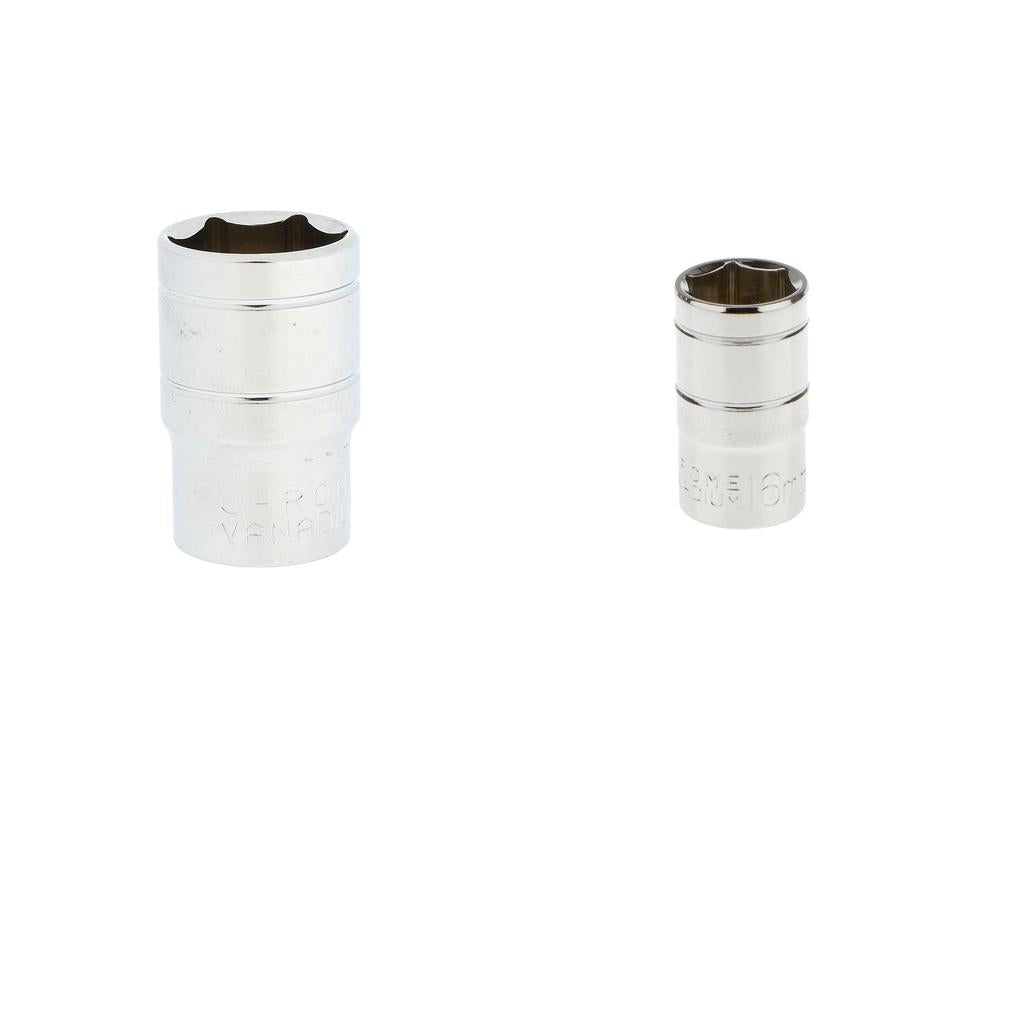 2pcs Short 1/2 Drive Socket Metric Hexagonal Chrome Winding Vanadium Part"