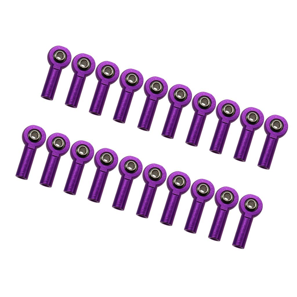 20 Pieces M3 Metal Ball Head Holder Joint Rod End for RC Car Crawler Purple