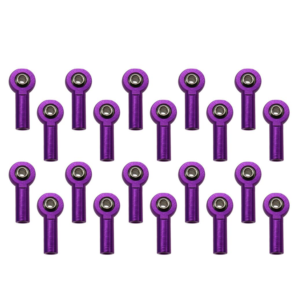20 Pieces M3 Metal Ball Head Holder Joint Rod End for RC Car Crawler Purple