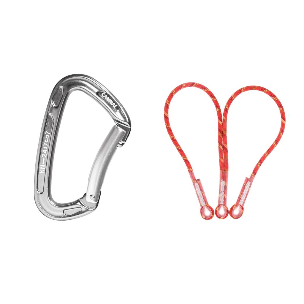 10.5mmx80cm Climbing Pre-sewn Eye-to-Eye Prusik Loop Cord with D Carabiner