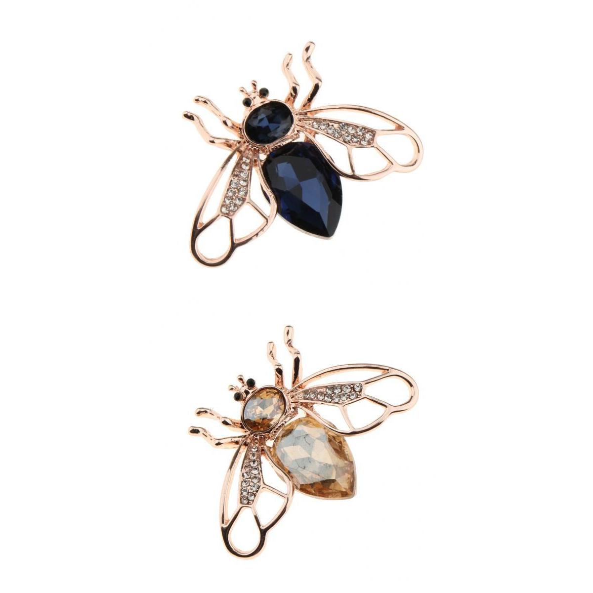 2 Pieces Crystal Rhinestone Bee Brooches Hijab Pins for women Jewelry Gift