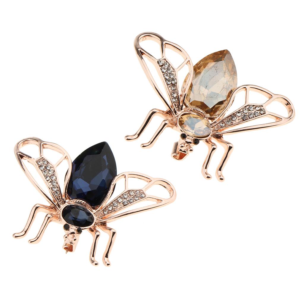 2 Pieces Crystal Rhinestone Bee Brooches Hijab Pins for women Jewelry Gift