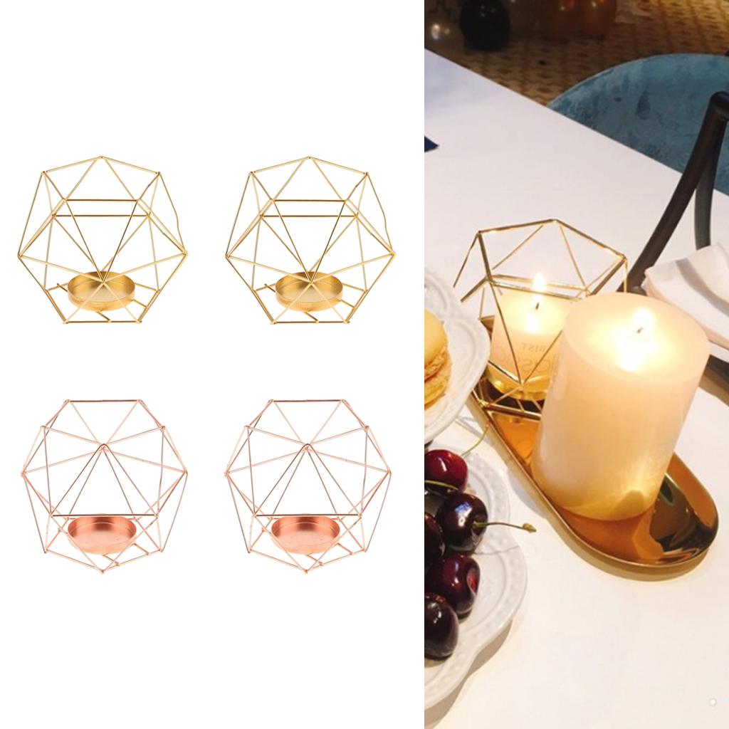 4pcs/set 3D Geometric Wedding Geometric Candlestick Candle Tea Light Holder