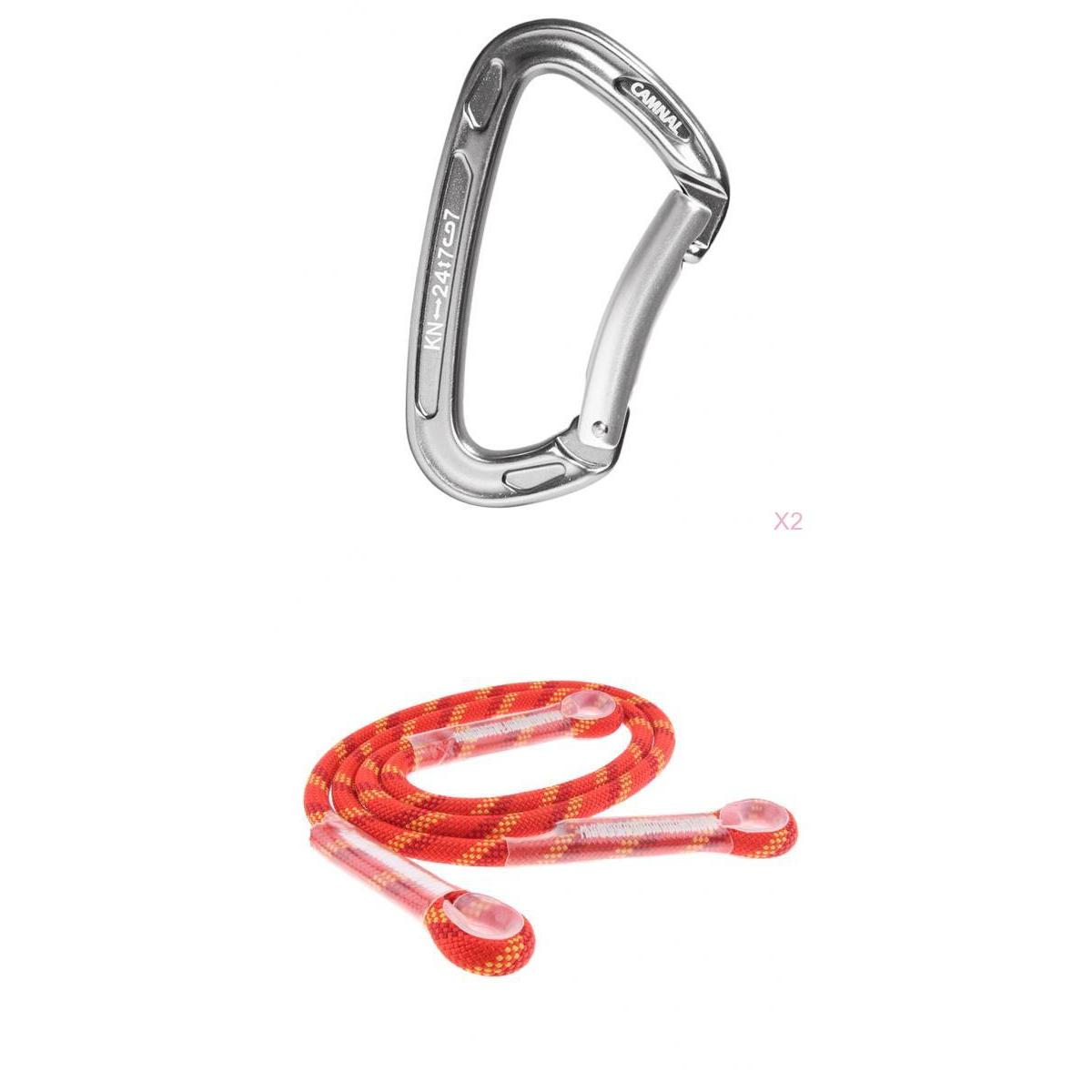 10.5mm Climbing Pre-sewn Eye-to-Eye Prusik Loop Cord with 2pcs Carabiner