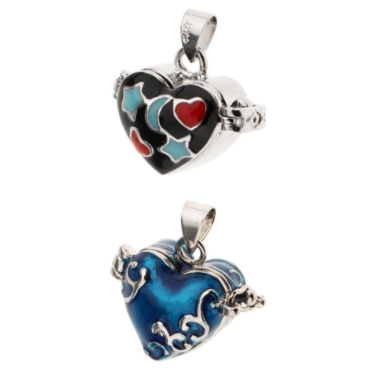 2pcs Heart Enamel Openable Cremation Keepsake Pet Urn Pendant Fit Necklace