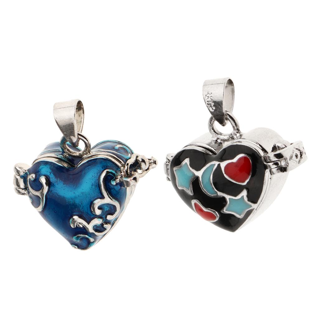 2pcs Heart Enamel Openable Cremation Keepsake Pet Urn Pendant Fit Necklace