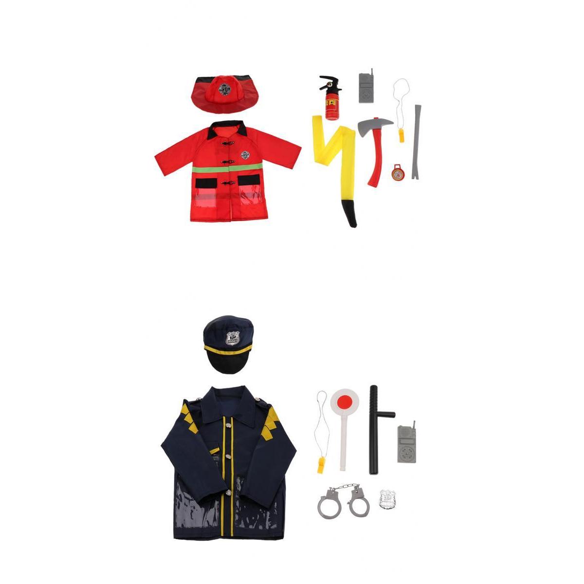 Children Fire Chief & Police Man Role Play Costume Halloween Cosplay Set