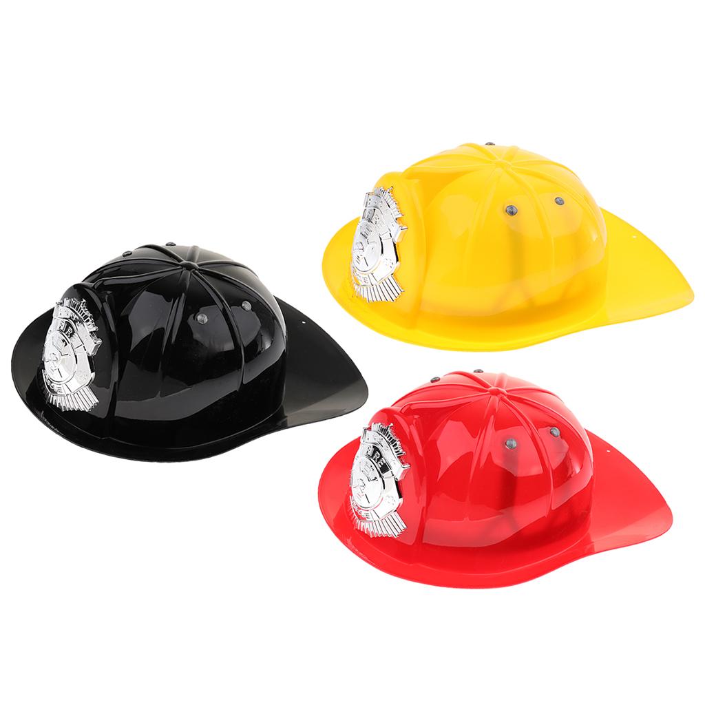 3PCS Kids Pretend Play Fireman Chief Safety Helmet Firefighter Hat Cap Toy