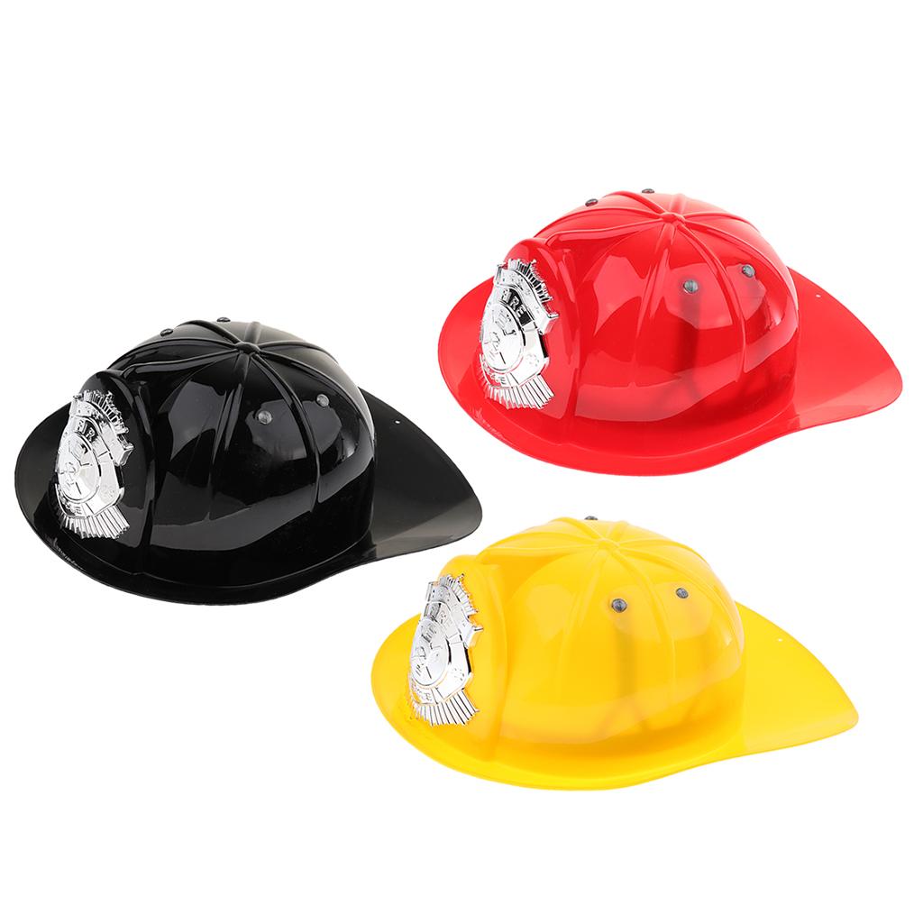 3PCS Kids Pretend Play Fireman Chief Safety Helmet Firefighter Hat Cap Toy