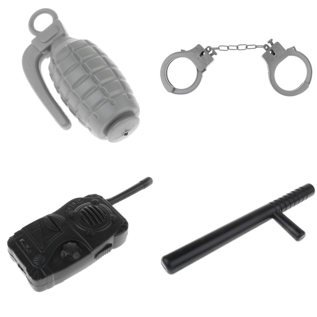 4pcs Police Dress Up Playset Handcuffs Spontoon Fancy Dress Costume Kid Toy