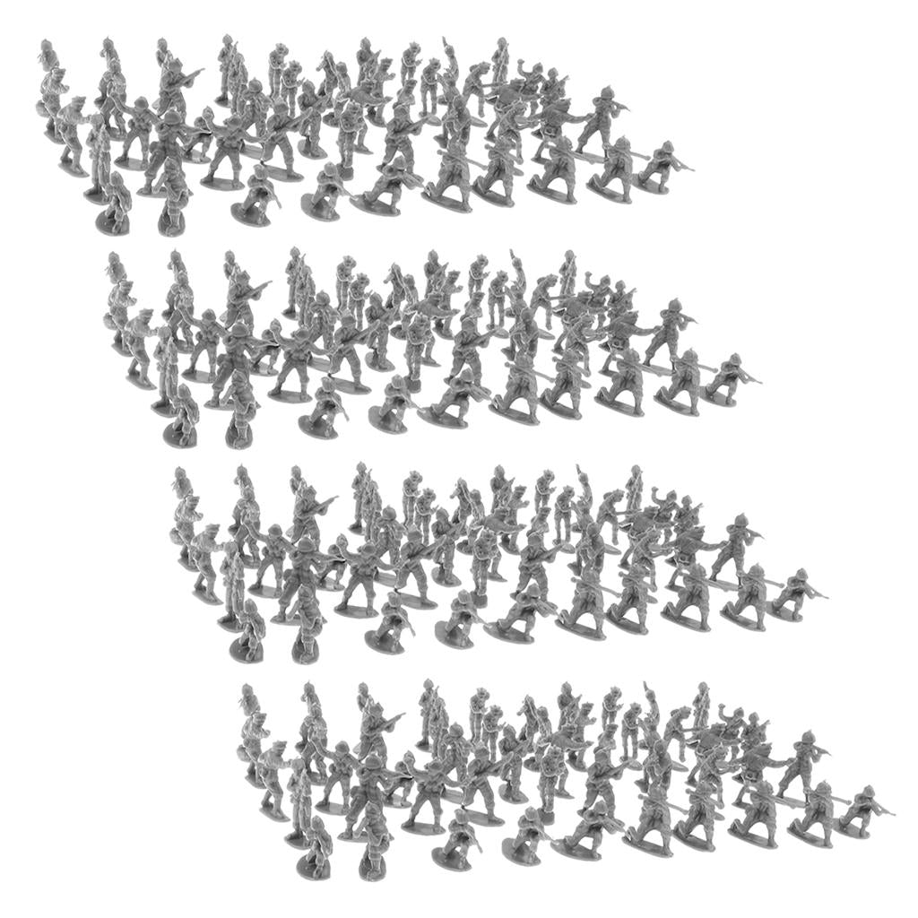 4x100x 4cm Plastic Toy Soldier Figures Army Men Table Accessories Random Color