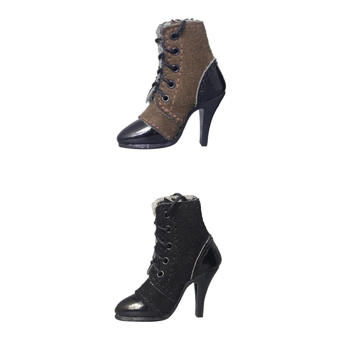 2 Pairs 1/6 Scale Women's Ankle Boots For 12 Action Figure Accessories"