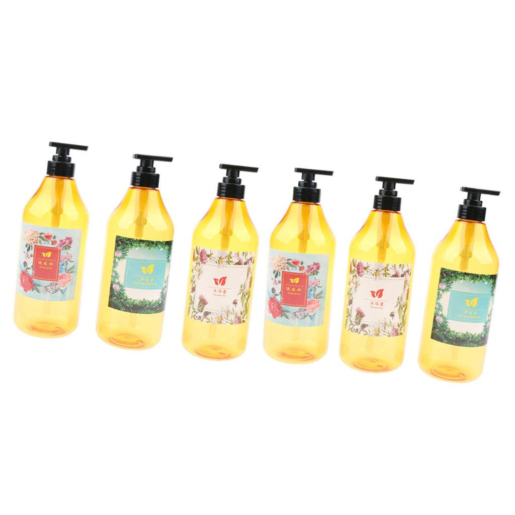 6 Pieces 1000ml Refillable Pump Bottle Empty Shampoo Dispensing Container