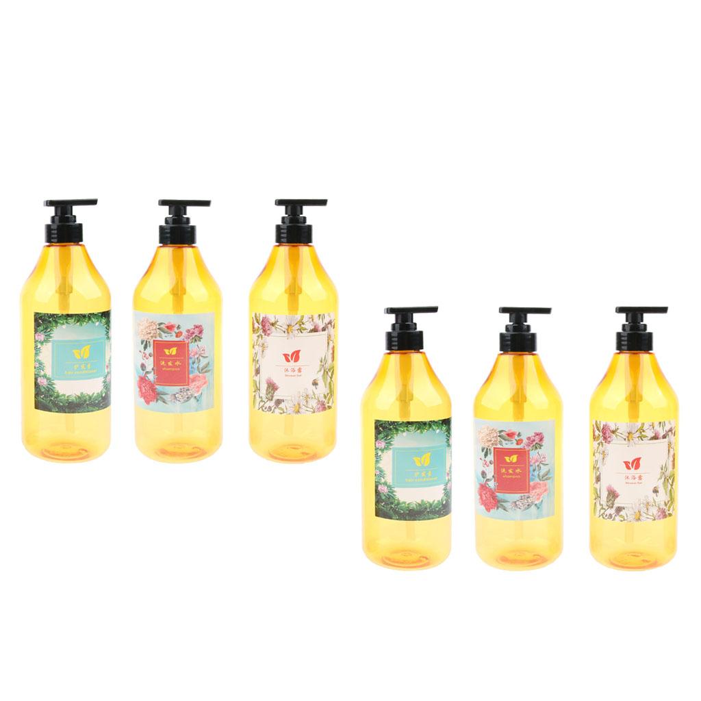 6 Pieces 1000ml Refillable Pump Bottle Empty Shampoo Dispensing Container