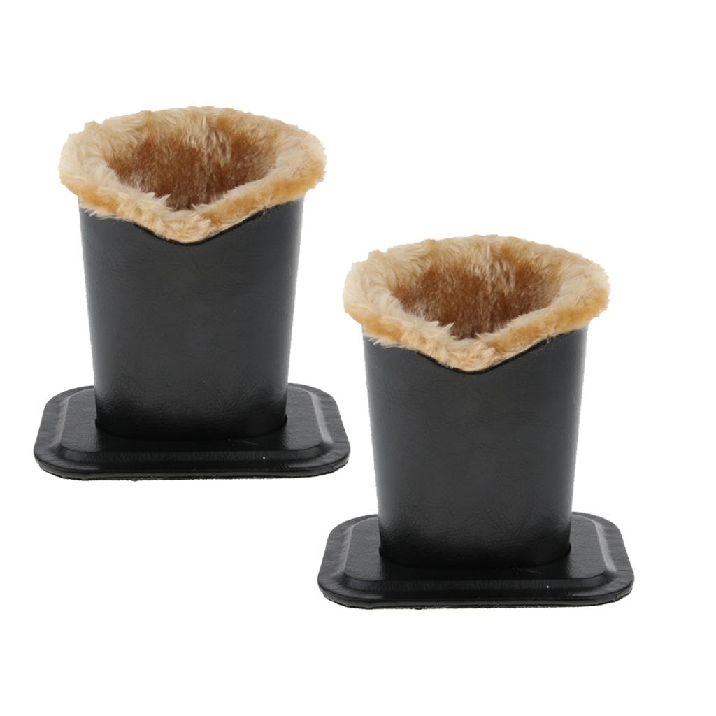 2 Pieces PU Leather Plush Lined Eyeglasses Upright Holder Stand Pen Holder